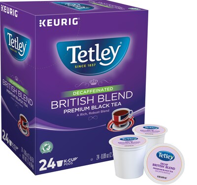Tetley British Blend Premium Black Decaf Tea, Keurig® K-Cup® Pods, 24/Box (6856)