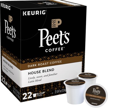 Peets Coffee House Blend Coffee Keurig® K-Cup® Pods, Dark Roast, 22/Box (6546)