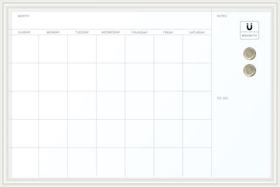 Photo 1 of U Brands Magnetic Dry Erase Calendar Whiteboard, 30" x 20", White Decor Frame (2075U00-01)