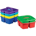 Storex Small Classroom Caddies with 3 Compartments, 5.25 x 9.25 x 9.25, Assorted Colors, 6/Carton