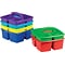 Storex Small Classroom Caddies with 3 Compartments, 5.25 x 9.25 x 9.25, Assorted Colors, 6/Carton