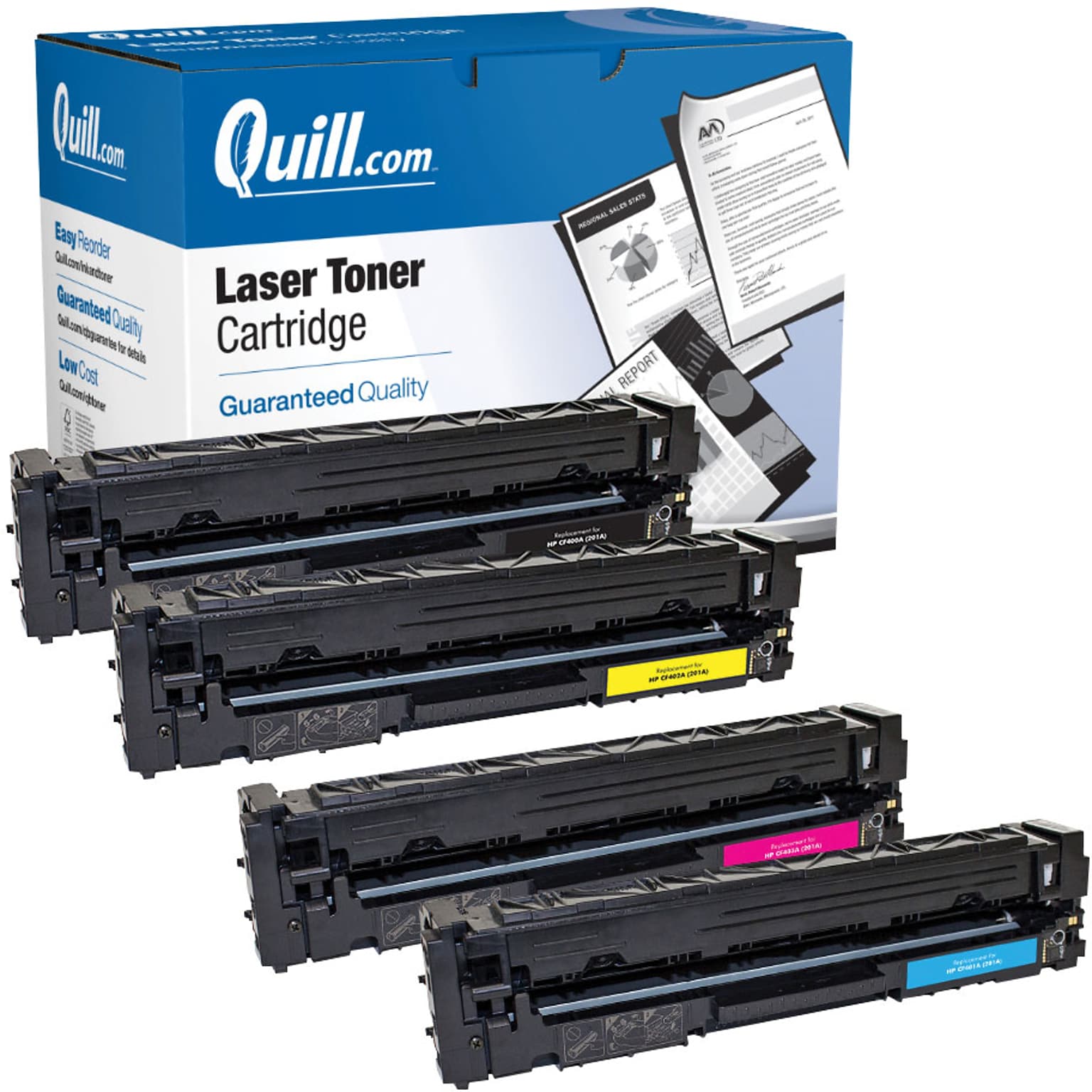 Quill Brand® Remanufactured B/C/Y/M Standard Laser Toner Cartridge Replacement for HP 201A , 4/PK (CF400AQ1)