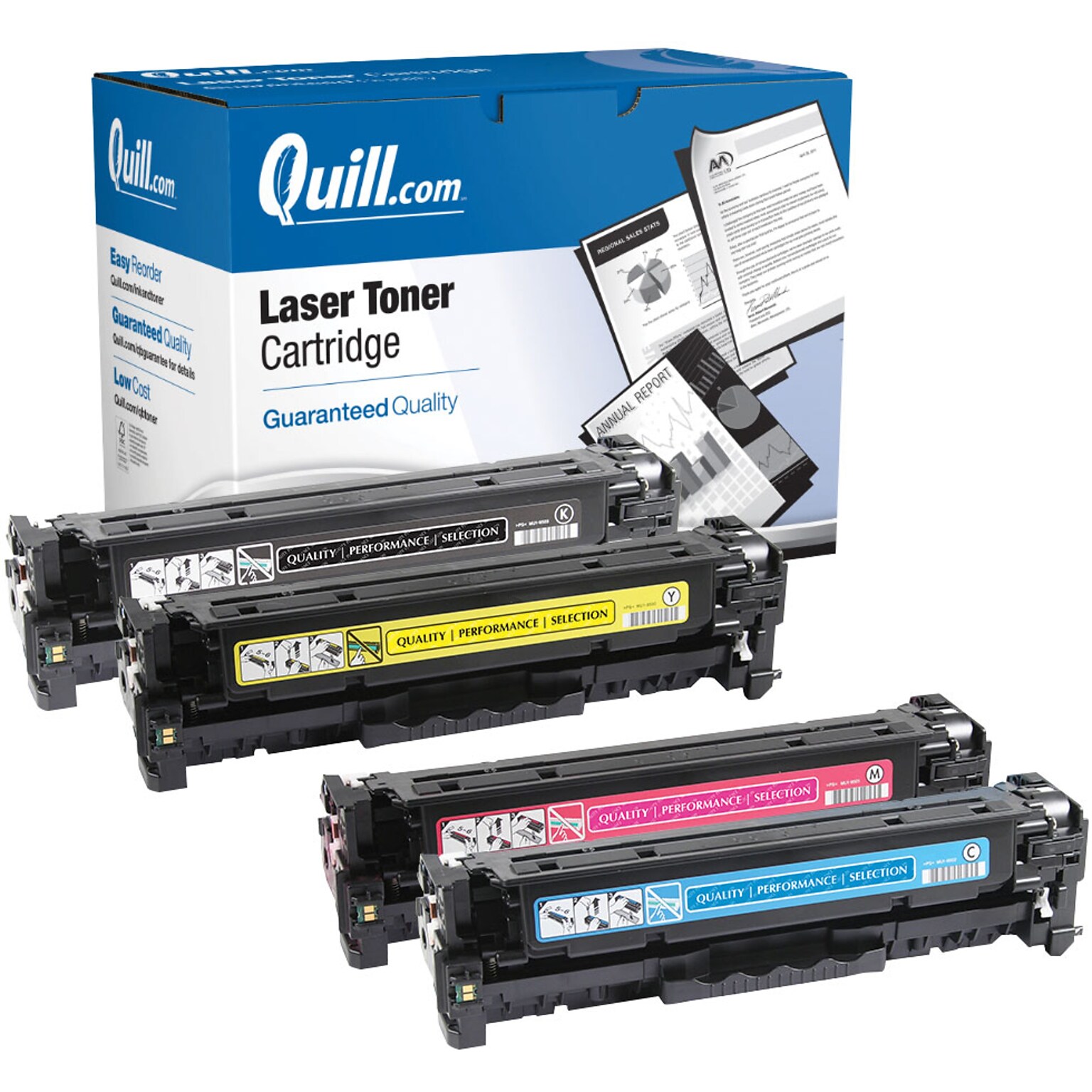 Quill Brand® Remanufactured Black/Cyan/Yellow/Magenta Standard Laser Toner Cartridge Replacement for HP 312A, 4/PK