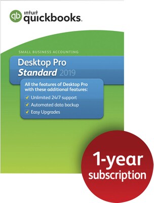 QuickBooks Desktop Pro Standard 2019, Windows, 1 Year, Download (WFVSYTBQDZCHFWA)