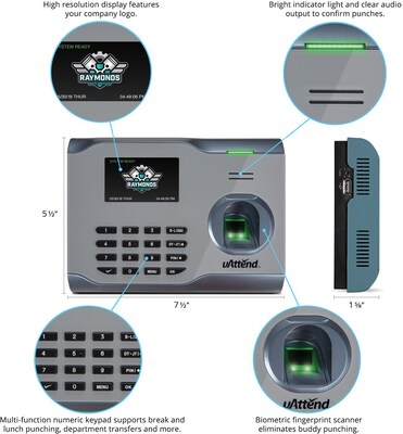 uAttend Cloud-Connected Fingerprint Time Clock (BN6400)