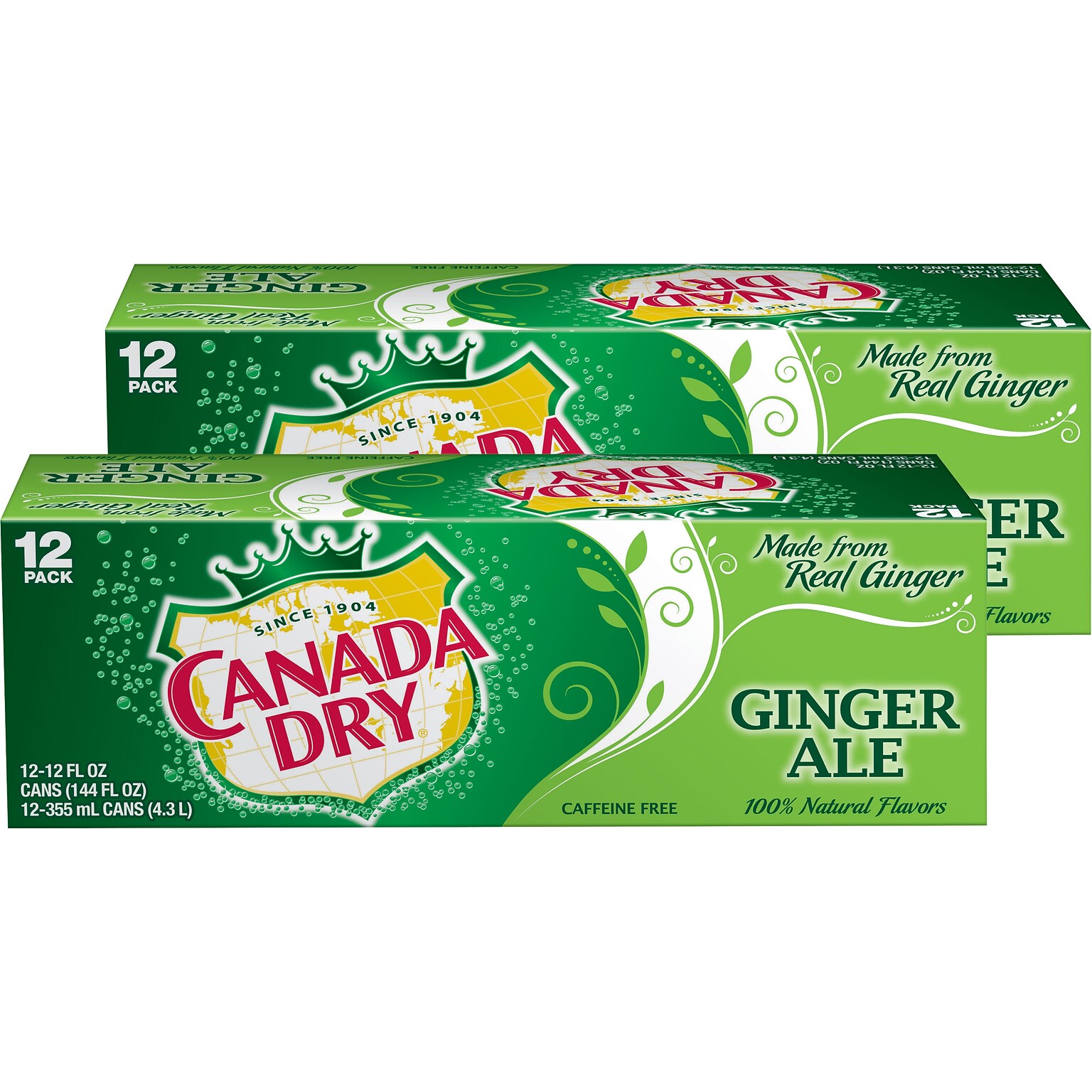 Canada Dry Ginger Ale Soda, 12 oz., 24/Carton (00078000152166)