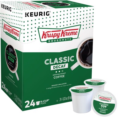 Krispy Kreme Classic Decaf Coffee, Keurig K-Cup Pods, Medium Roast, 24/Box (06111)