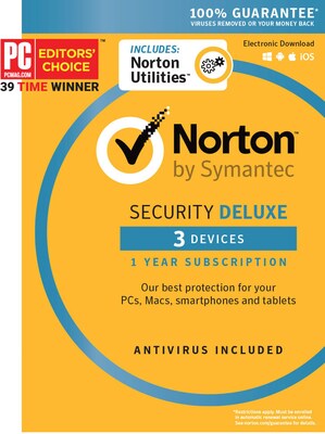 Norton Security Deluxe, 3 Devices with Norton Utilities for Windows (1 User) [Boxed]