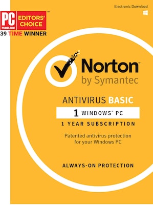 Norton Antivirus Basic For Windows 1 User Product Key Card Quill Com