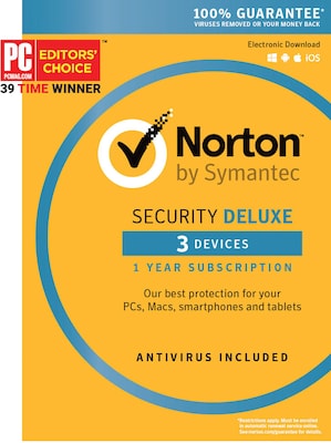 Norton Security Deluxe, 3 Device for Windows/Mac/Andriod/iOS [Boxed]