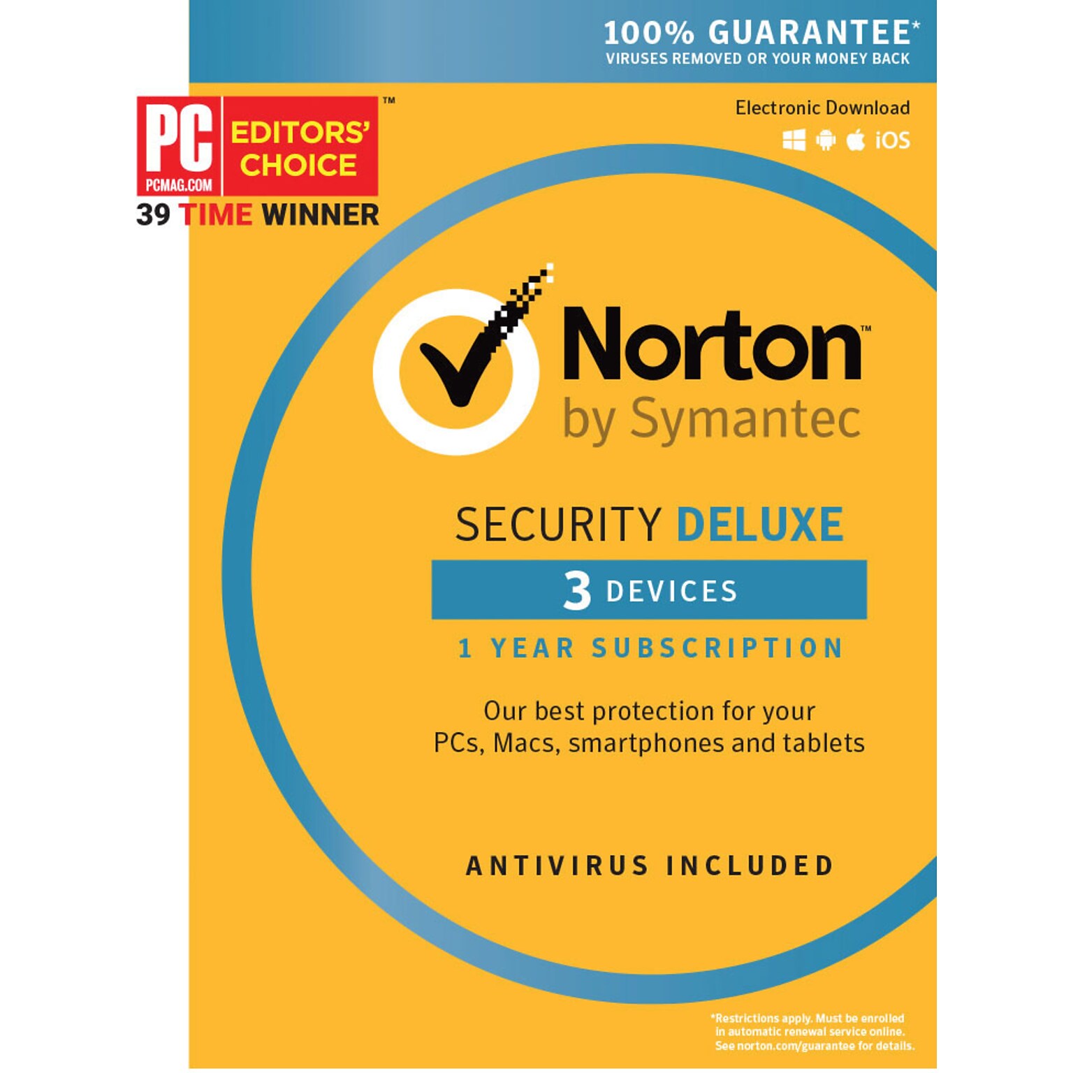 Norton Security Deluxe, 3 Device for Windows/Mac/Andriod/iOS [Boxed]