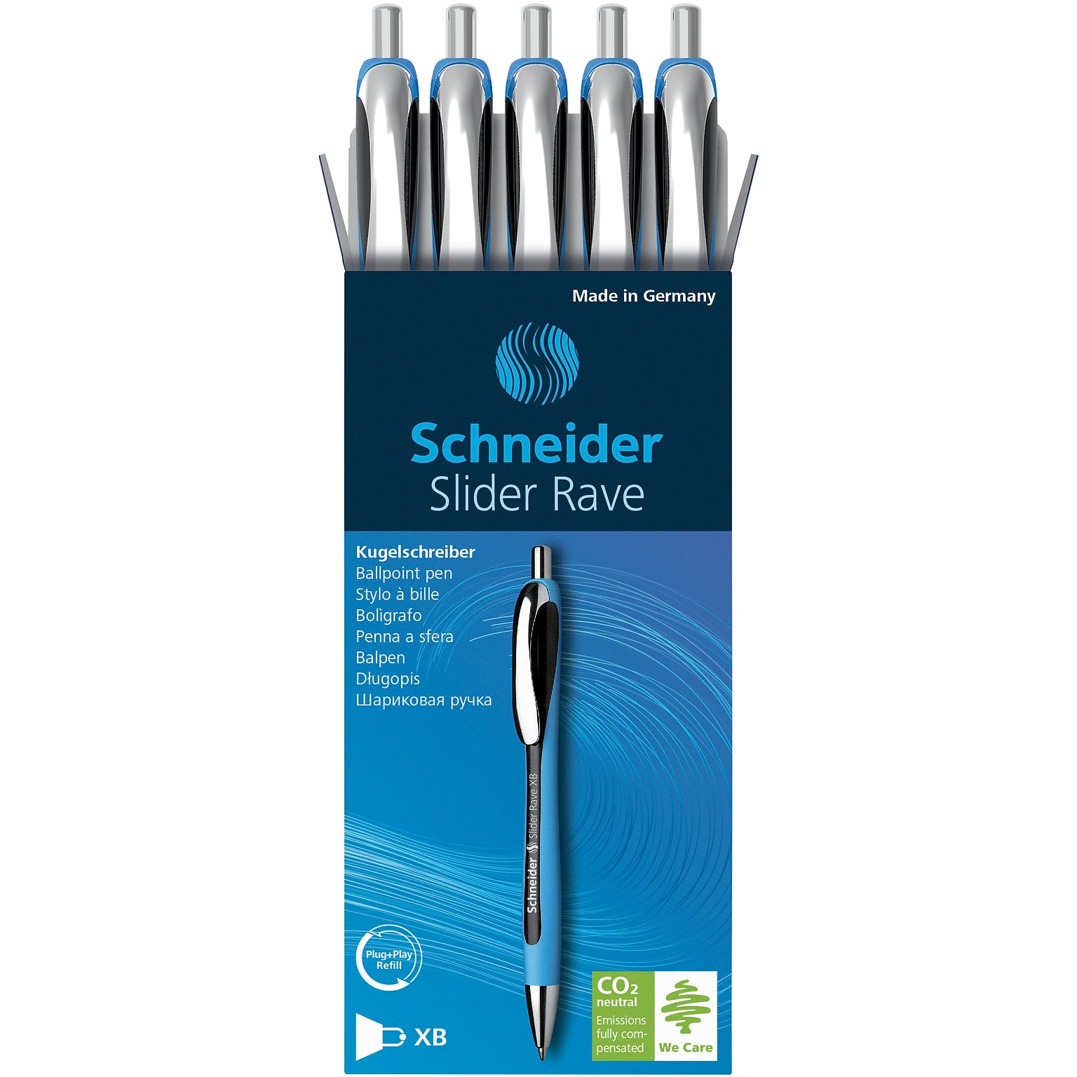 Schneider Slider Rave XB Retractable Ballpoint Pen, Extra Bold Point, Black Ink, 5/Box (132501)