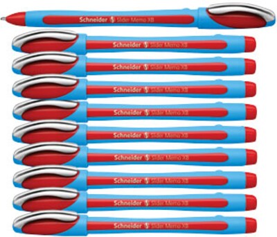 Schneider Slider Memo Ballpoint Pen, Extra Bold, Red, 10/Box
