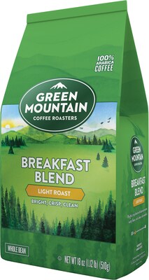 Green Mountain Breakfast Blend Whole Bean Coffee, Light Roast, 18 oz. (611247375679)
