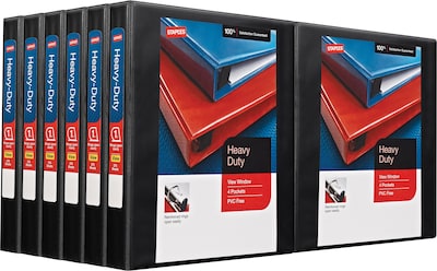 Staples® Heavy Duty 1 3 Ring View Binder with D-Rings, Black, 12/Pack (24664CT)