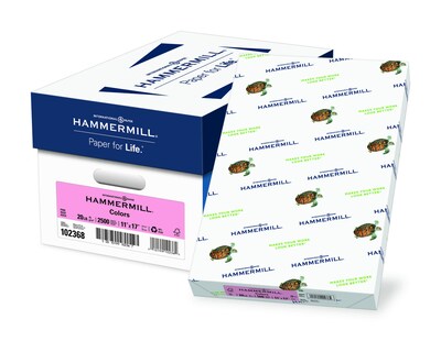 Hammermill Colors Multipurpose Paper, 20 lbs., 11 x 17, Pink, 2500 Sheets/Carton (102368case)