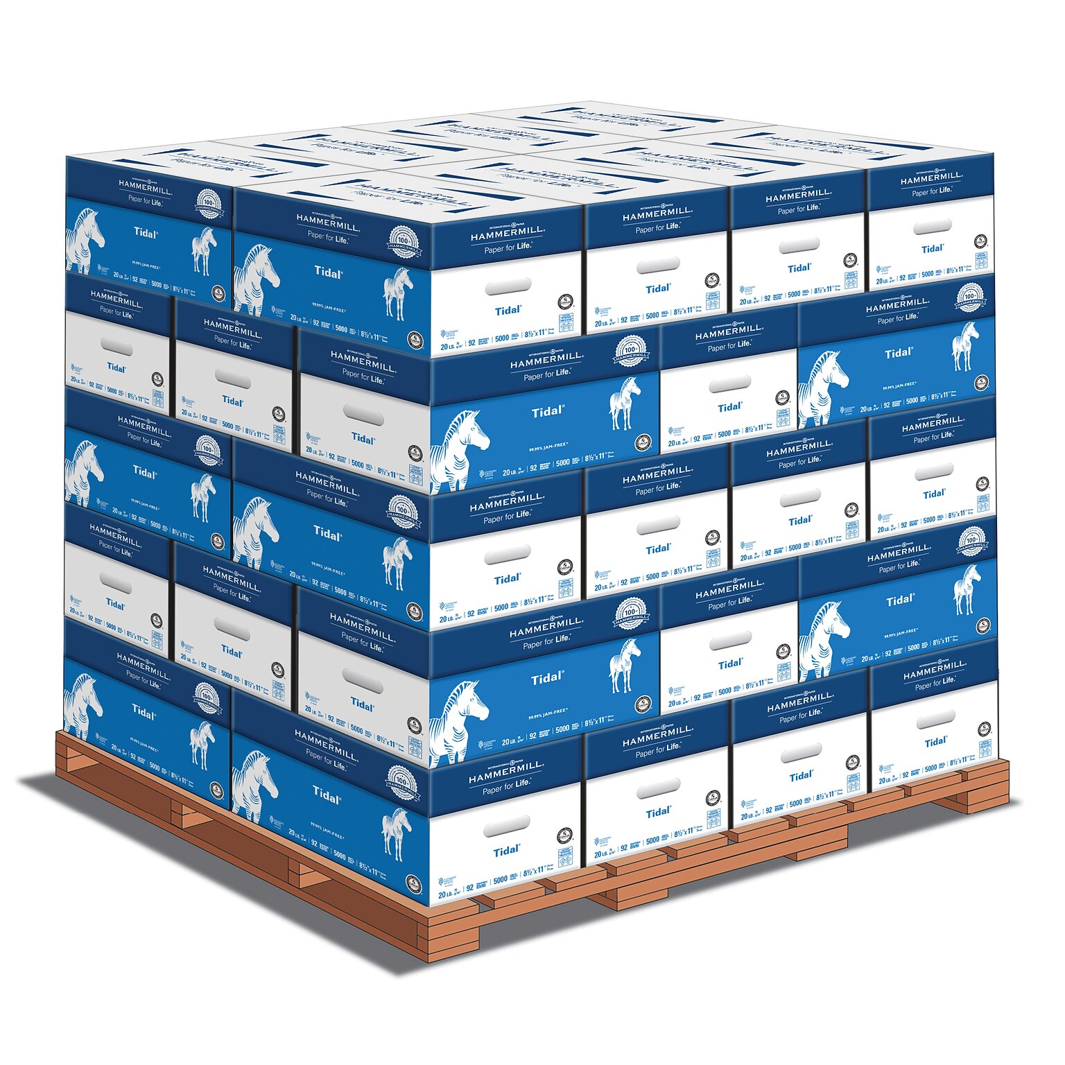 Hammermill Tidal Paper, 20lb, 8.5 x 11, 92 Bright, White, 500 Sheets/ Ream, 400 Reams/Pallet (162008PLT)