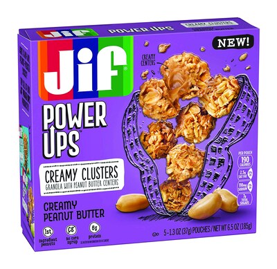 Jif Power Ups Creamy Clusters, Granola with Peanut Butter Centers, 1.3-Ounce Bag, 5 Count Box (SMU24526)