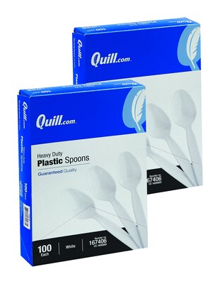 BOGO Quill Brand® Heavy-Duty Plastic Cutlery; Spoons, White, 100/Box