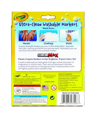 Crayola Ultra-Clean Washable Markers, Wedge Tip, 8 Count