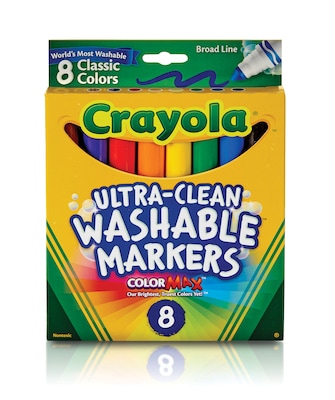 Crayola Classic Kids Markers, Broad Point, Assorted, 8/Pack (58-7808)