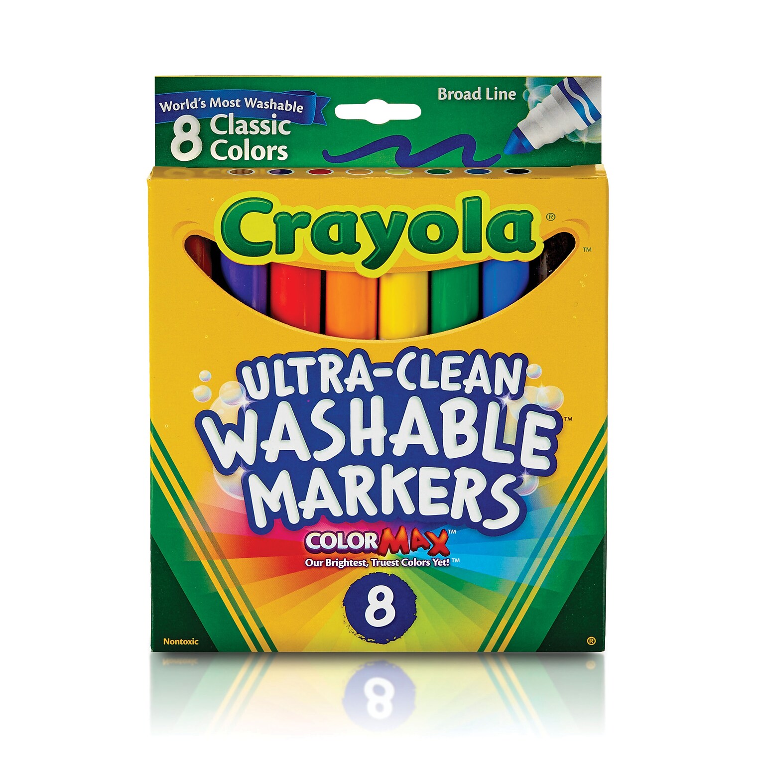 Crayola Classic Kids Markers, Broad Point, Assorted, 8/Pack (58-7808)