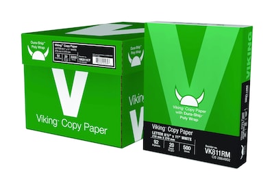 Viking(tm) Dura-Ship(tm) Poly Wrap Copy Paper, 8 1/2&quot; x 11", 92 Bright, 20LB, Case of 10 reams (2855198)