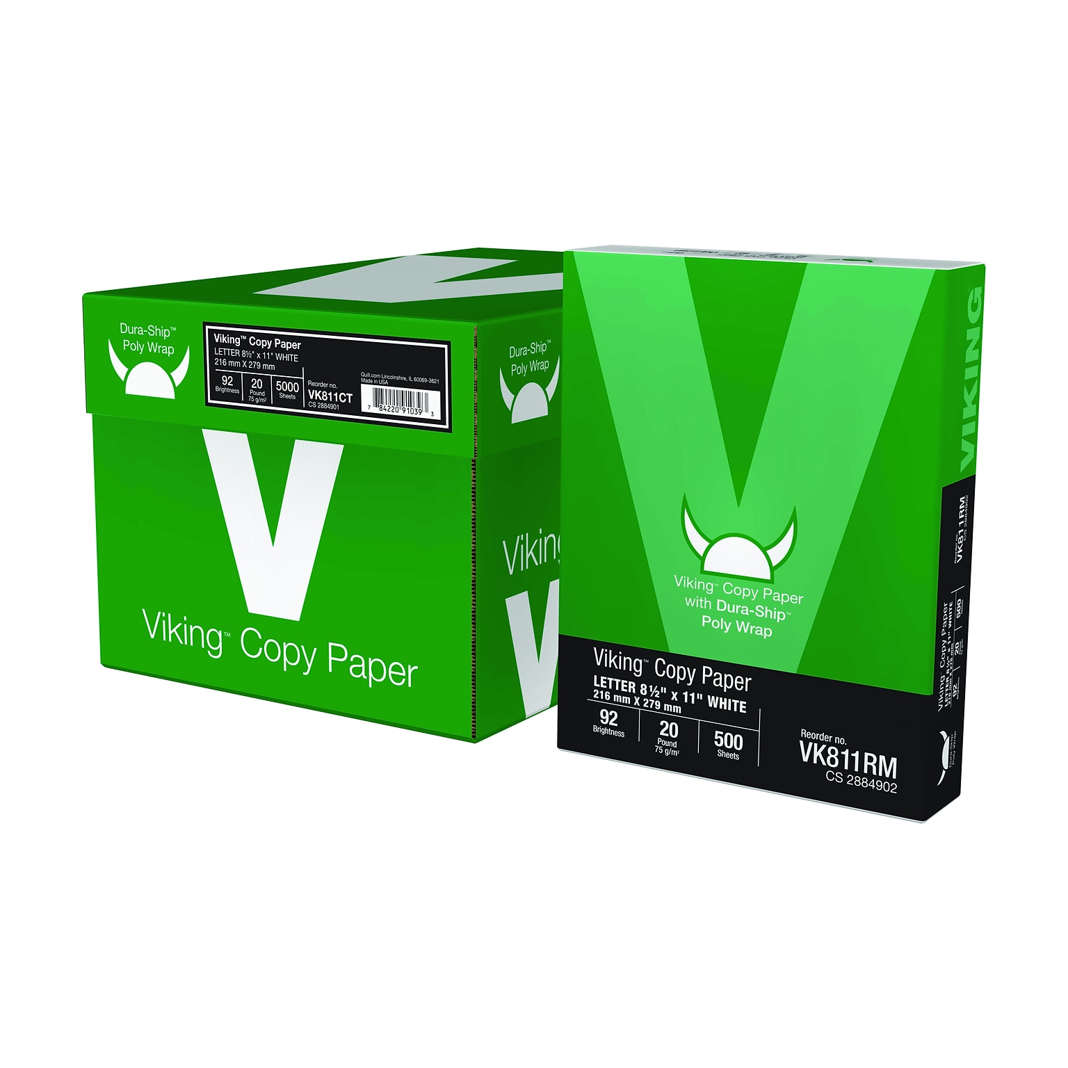 Dura-Ship™ Viking™ 8.5 x 11 Poly Wrap Copy Paper, 20 lbs., 92 Brightness, 5000 Sheets/Carton (VK811CT)