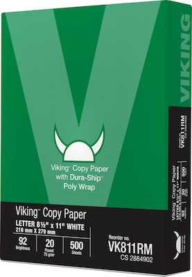 Dura-Ship™ Viking™ 8.5 x 11 Poly Wrap Copy Paper, 20 lbs., 92 Brightness, 5000 Sheets/Carton (VK81