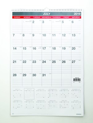 2019-2020 22H x 15W Staples Academic Monthly Wall Calendar, 12 Months (54275-19)