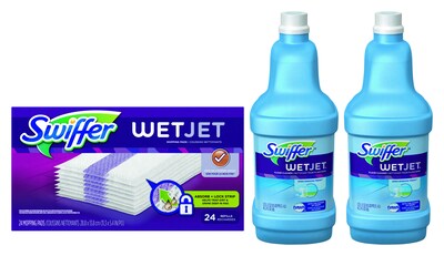 Swiffer® Wet Jet Refill Cloths (24/Pack) and 2 Bottles of Complete Solution Cleaner