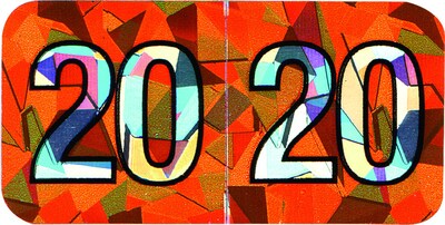 Medical Arts Press® Holographic End-Tab Year Labels, 2020, Orange