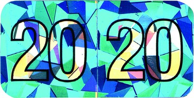 Medical Arts Press® Holographic End-Tab Year Labels, 2020, Blue