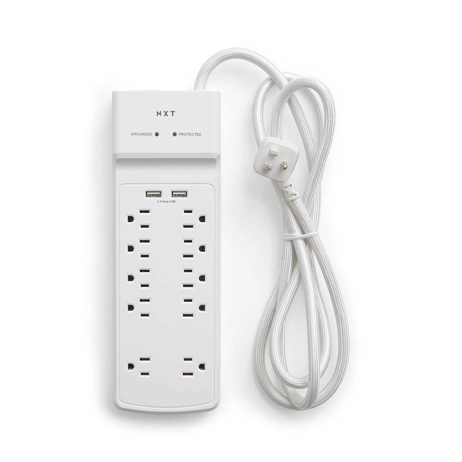 NXT Technologies™ 10-Outlet 2 USB Surge Protector, 6 Braided Cord, 3000 Joules (NX54318)
