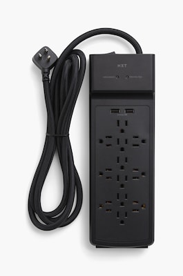 NXT Technologies™ 12-Outlet 2 USB Surge Protector, 8 Braided Cord, 3900 Joules (NX54319)