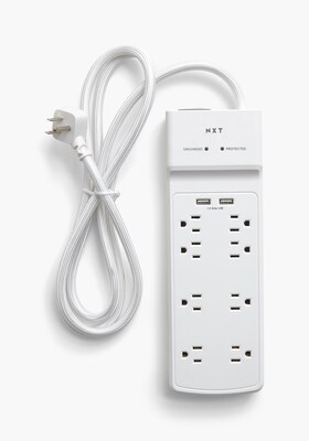 NXT Technologies™ 8-Outlet 2 USB Surge Protector, 6 Braided Cord, 2100 Joules (NX54317)