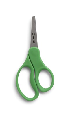 TRU RED™ 5" Kids Pointed Tip Stainless Steel Scissors, Straight Handle, Right & Left Handed, 2/Pack (TR55054)