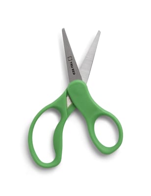 TRU RED™ 5" Kids Pointed Tip Stainless Steel Scissors, Straight Handle, Right & Left Handed, 2/Pack (TR55054)