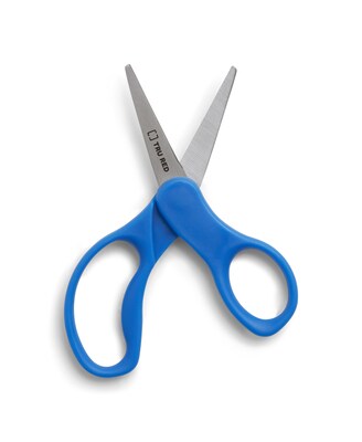 Staples Teacher Pack 5" Kids Pointed Tip Stainless Steel Scissors, Straight Handle, Right & Left Handed, 12/Pack (TR55057)