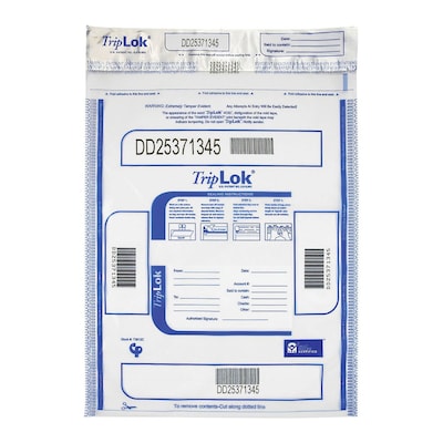 12 x 16 TripLOK Tamper-Evident Bags, Clear, 100/Pack