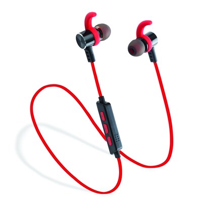Laud Sports Wireless Headphones, Sweatproof In-Ear Earphones, Red (LAUDEX3-RED)