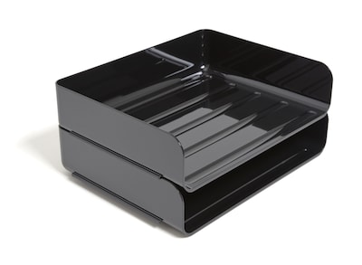 Staples Side Load Stackable Plastic Letter Tray, Black, 2/Pack, 6 Packs/Case (TR55327)