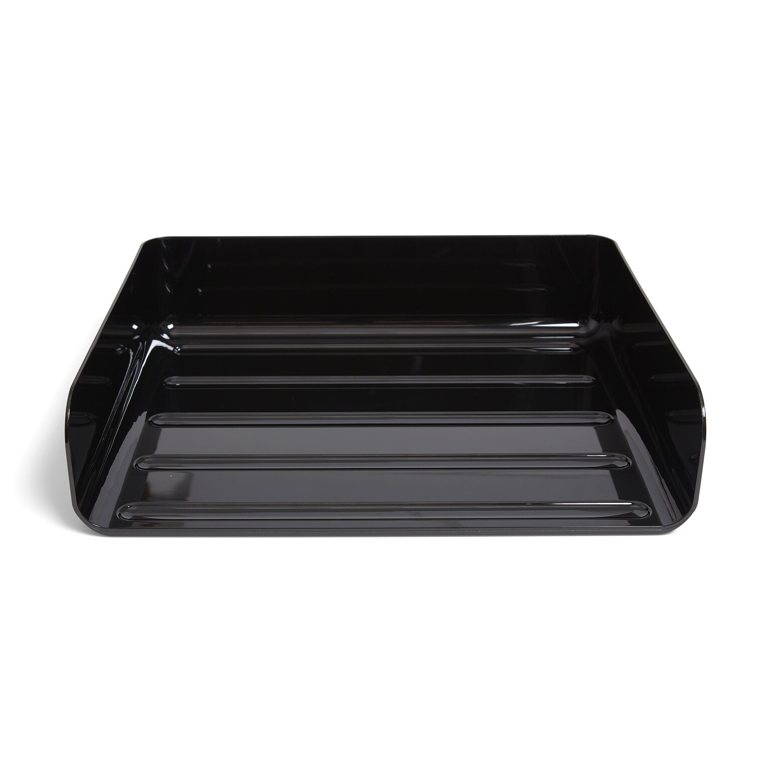 Staples Side Load Stackable Plastic Letter Tray, Black, 2/Pack, 6 Packs/Case (TR55327)