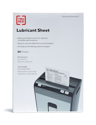 TRU RED™ Shredder Lubricant Sheets, 8.5 x 6, 24/Pack (36395)