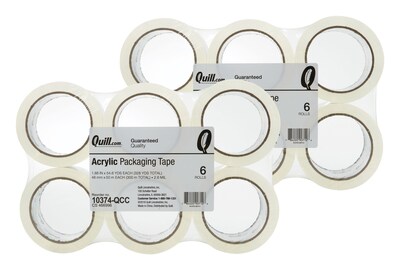 BOGO Quill Premium Shipping Packaging Tape; 2.6 mil; 55 yards long, 6 Rolls/Pack