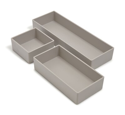 TRU RED™ 3 Piece Plastic Drawer Organizer, Gray (TR55297)