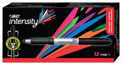 BIC Intensity Permanent Marker, Fine Point, Black, 12/Pack (31531/GPM11BK)