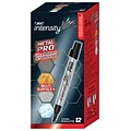 BIC Intensity Metal Pro Permanent Markers, Tank Style, Chisel Tip, Black, 12/Pack (PMIT11-BLK)