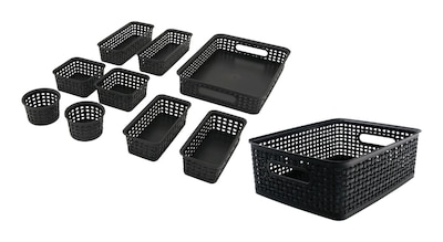 Advantus Plastic Weave Bins Plastic Bins, Black, 10/Pack (38398)