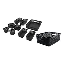 Advantus Plastic Weave Bins Plastic Bins, Black, 10/Pack (38398)